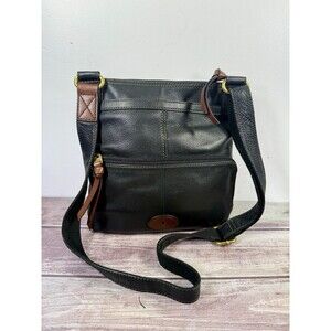 FOSSIL Morgan Organizer Purse Crossbody Black Leather Traveler Xbody Edgy